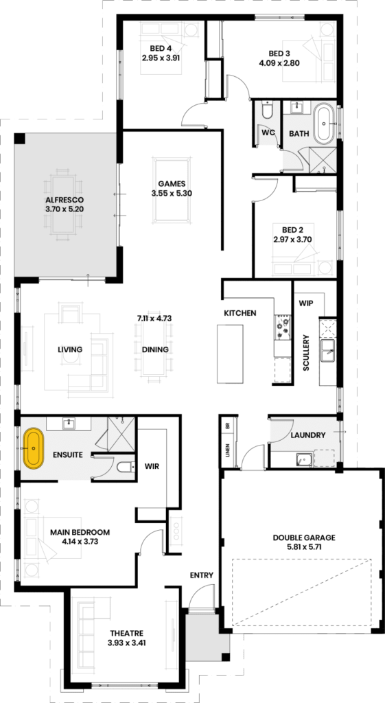 Free standing bath to master ensuite