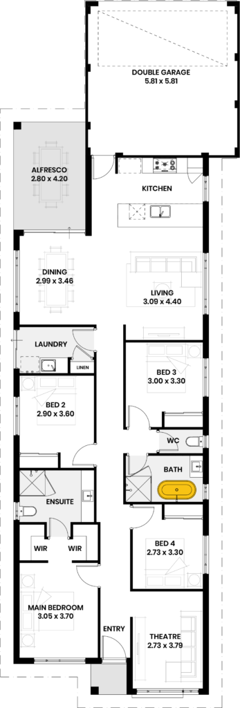 Free standing bath to minor bathroom