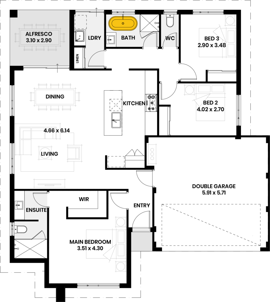 Free standing bath to minor bathroom