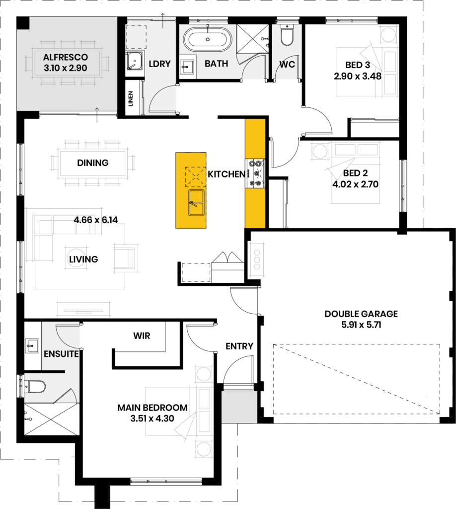 Ample kitchen bench space