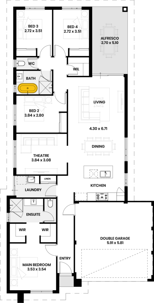 Free standing bath to minor bathroom