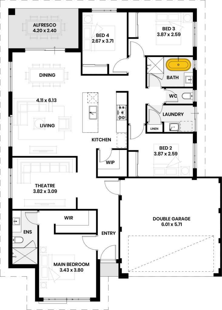 Free standing bath to minor bathroom