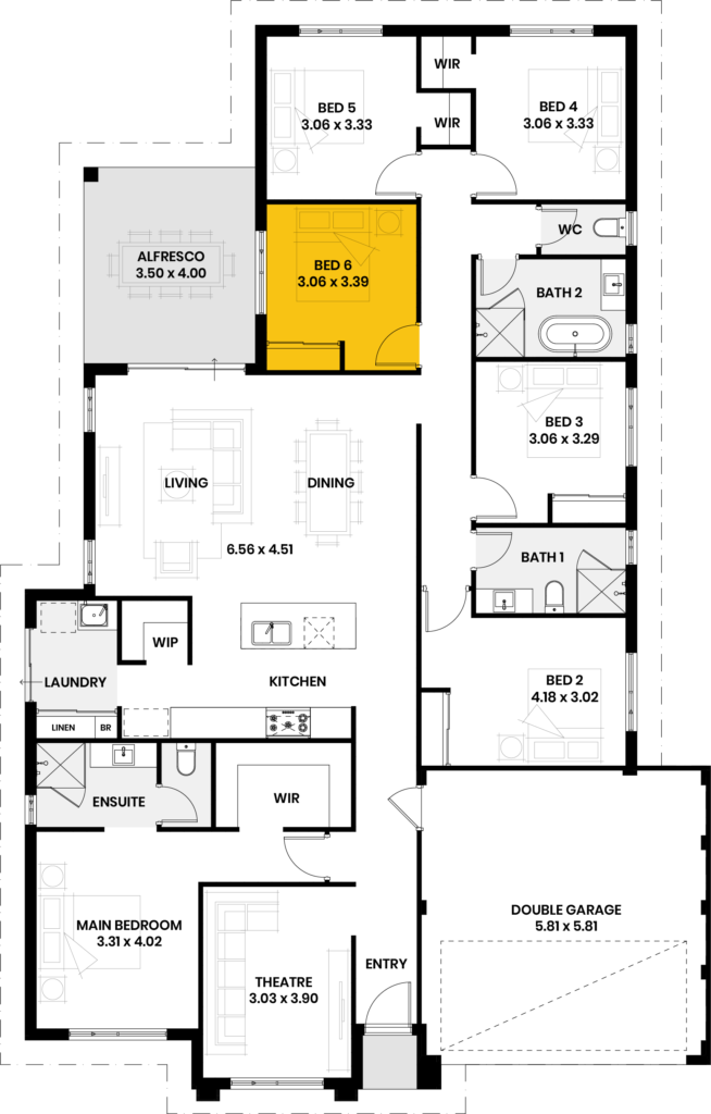 Versatile 6th bedroom - can also be study/activity/games/music room