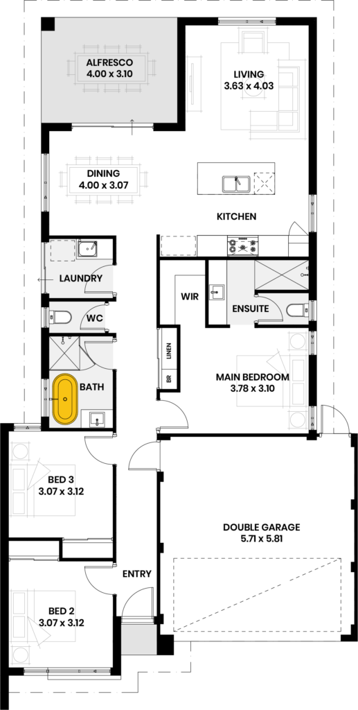Free standing bath to minor bathroom