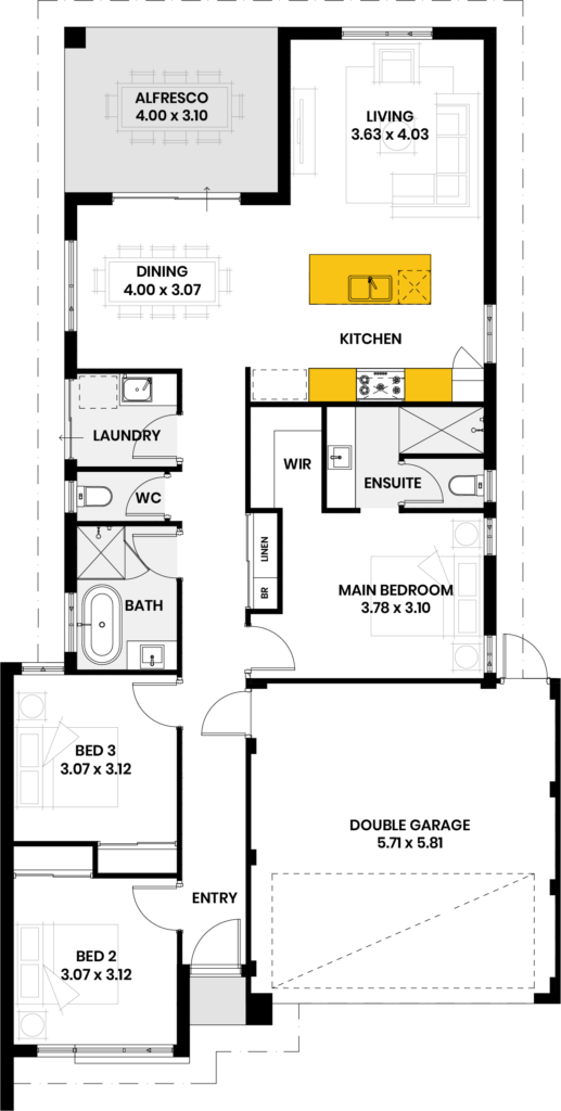 Ample kitchen bench space