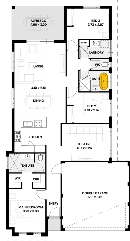 Free standing bath to minor bathroom
