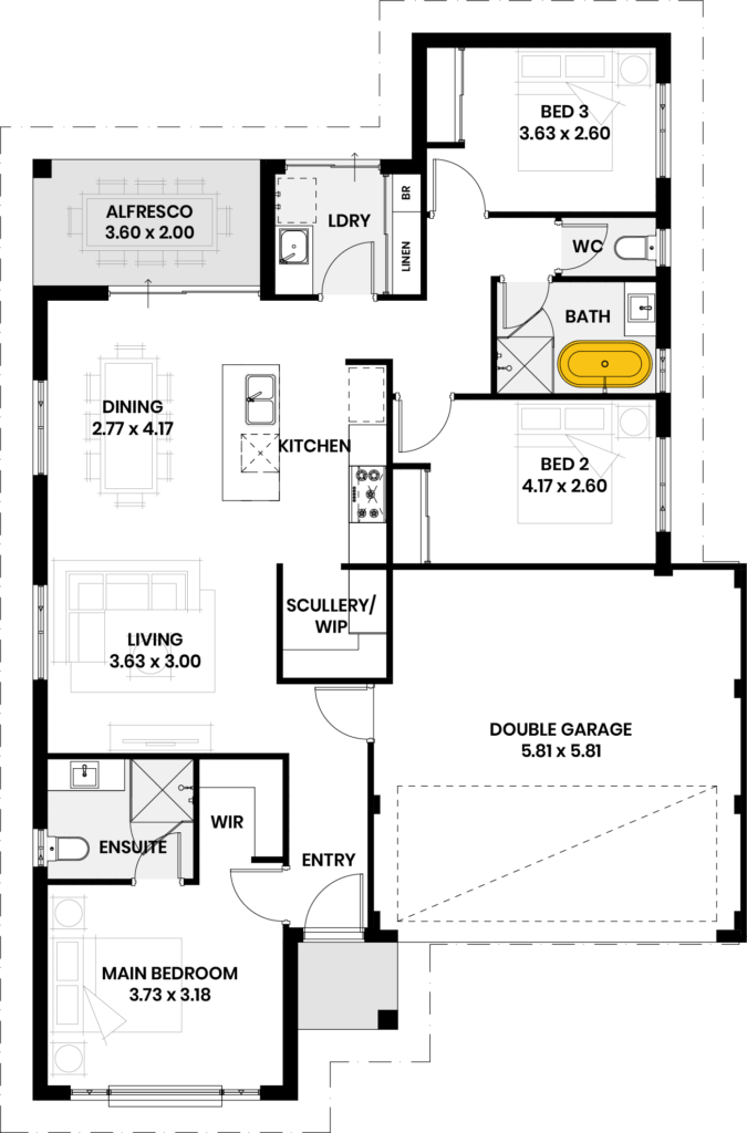 Free standing bath to minor bathroom